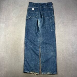 Vintage 1960s Lee Men's Relaxed Carpenter Jeans in Dark Blue Denim